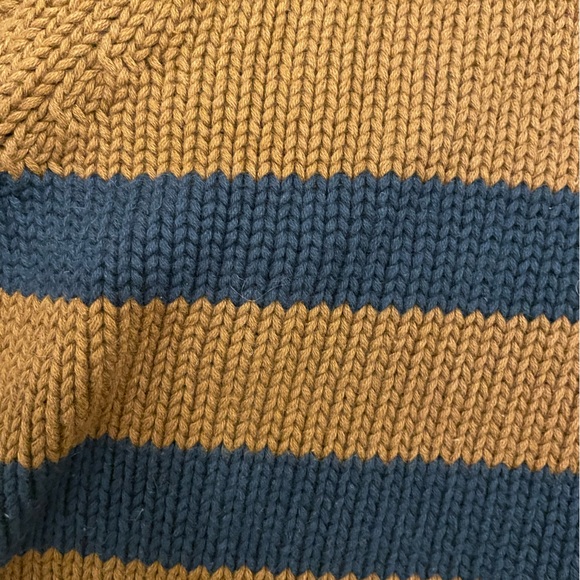 KULE The Matey | Brown and Navy Striped Quarter-Zip Sweater - Picture 8 of 12